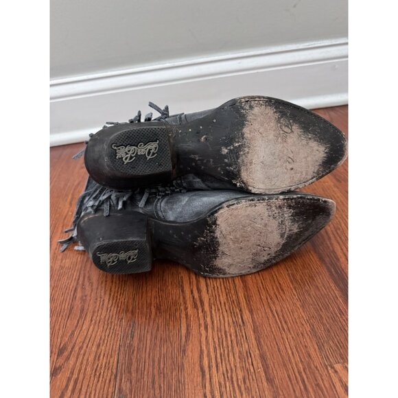 DAN POST Women 7.5 FRINGE Leather Suede Western Boots Blue - Picture 7 of 10